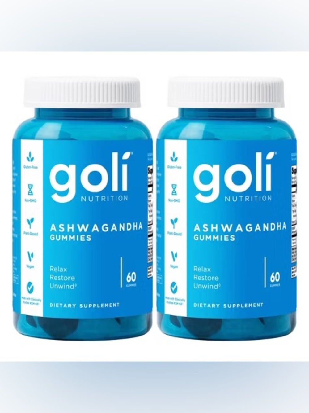 Goli 2 Pack/60ct Each Nutrition Ashwagandha Vegan Gummies